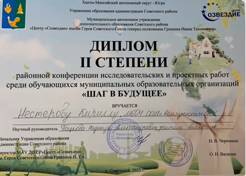 Диплом II степени. Диплом II степени.